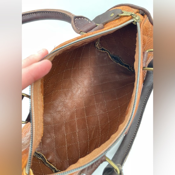 Vintage Libby Handmade Leather Handbag, Crossbody Strap, 12”X8” - Picture 8 of 11